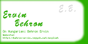 ervin behron business card